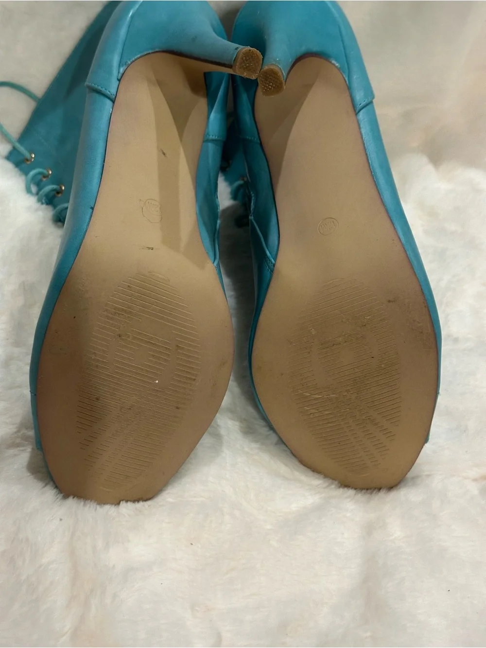 Open-Toe Lace-Up Teal Women’s Booties - Picture 5 of 5